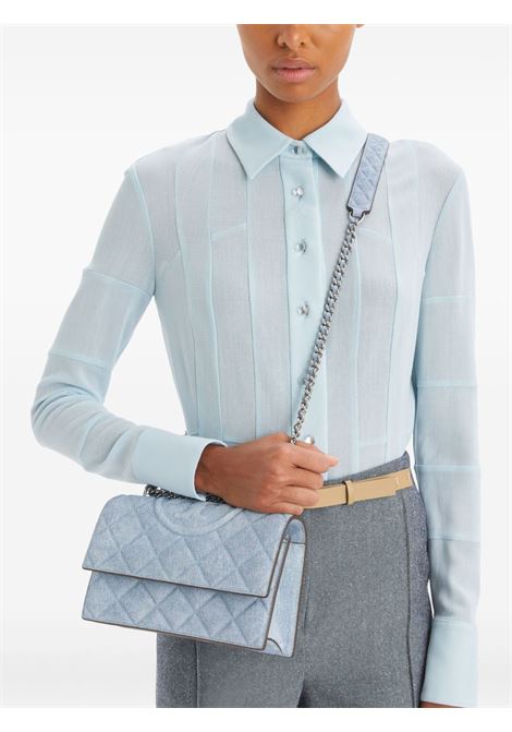Light blue small Fleming denim shoulder bag Tory Burch - women TORY BURCH | 167750426